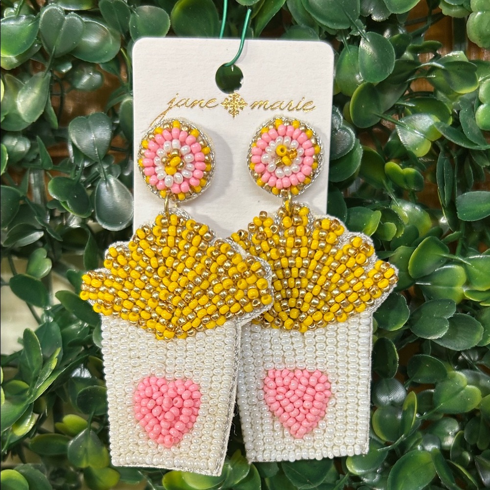 Anne Marie Yellow and Pink Beaded Earrings